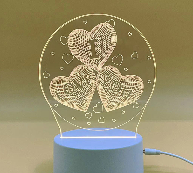 3D Acrylic Night Light: Cartoon Atmosphere Lamp & Holiday Gift for Bedroom