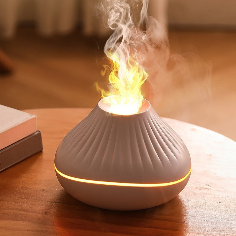 Flame Effect Aroma Diffuser: Humidifier with Colorful Atmosphere Light for Home & Office