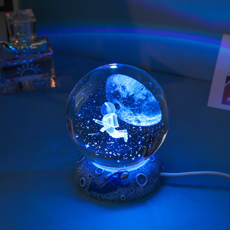 3D Crystal Ball Night Light: Glass Ornament with Luminous Resin Base