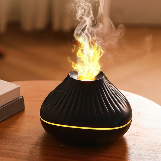 Flame Effect Aroma Diffuser: Humidifier with Colorful Atmosphere Light for Home & Office