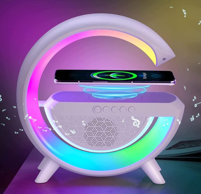 5-in-1 Bluetooth Speaker: Wireless Charger, Night Light, Alarm Clock & Phone Audio