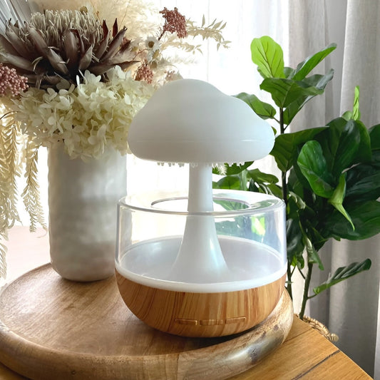 Raindrop Cloud Humidifier: Aromatherapy Diffuser with Colorful Mushroom Light & Gradient Atmosphere