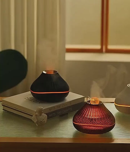 Flame Effect Aroma Diffuser: Humidifier with Colorful Atmosphere Light for Home & Office